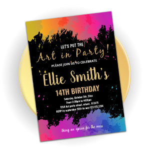 Invitation Purple Art dans la peinture de fête Anniversaire I