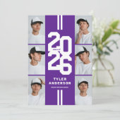 Invitation Purple Athlétisme Photo Collage de la fête de grad (Debout devant)