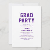 Invitation Purple Athlétisme Photo Collage de la fête de grad (Dos)