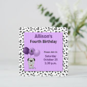 Invitation Purple avec Dalmations 4e fête d'anniversaire (Debout devant)