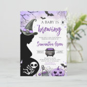 Invitation Purple Baby brasse le Baby shower d'Halloween (Debout devant)