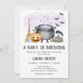 Invitation Purple Baby is Brewing Halloween Baby Shower (Devant)
