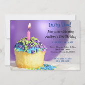 Invitation Purple Balloon bleu cupcake Anniversaire Invitatio (Devant)