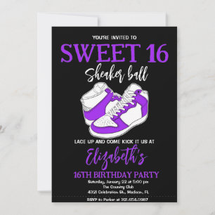 Invitation Purple Basket Bash fête d'anniversaire