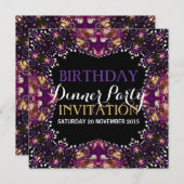 Invitation Purple Batik Bohemian Anniversaire Dîner Invitatio (Devant / Derrière)