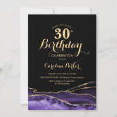Invitation Purple Black Gold Agate 30e anniversaire (Devant)