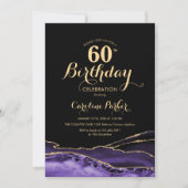 Invitation Purple Black Gold Agate 60e anniversaire (Devant)