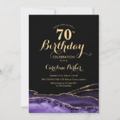 Invitation Purple Black Gold Agate 70e anniversaire (Devant)