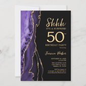 Invitation Purple Black Gold Agate Surprise 50e anniversaire (Devant)