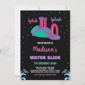 Invitation Purple Black Rose Water Slide Anniversaire Invitat (Devant)