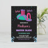 Invitation Purple Black Rose Water Slide Anniversaire Invitat (Debout devant)