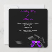 Invitation Purple Black Zebra Frappe Anniversaire (Dos)