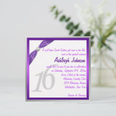 Invitation Purple, blanc et argent avec Crystal Sweet 16 (Debout devant)