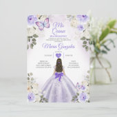Invitation Purple & Blanc Mis Quince 15 Anos Argent Crown (Debout devant)