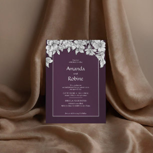 Invitation Purple Blanc Moderne Mariage simple