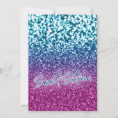 Invitation Purple Bleu et Bokeh Lumières Glam Sweet 16 (Dos)