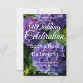 Invitation Purple bleu perwinkle magenta hydrangeas Mariage (Devant)