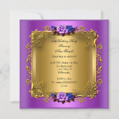Invitation Purple Bleu Rose Gold Élégante fête d'anniversaire (Dos)