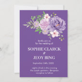 Invitation Purple Blooms Dusty Rose Floral Mariage (Devant)