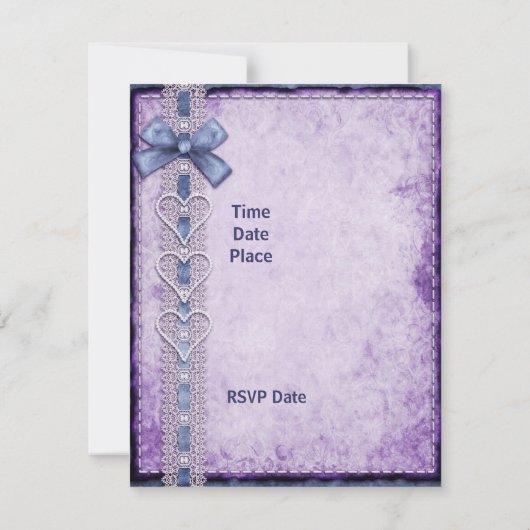 Invitation Purple Blue Antique Papier Bow (Dos)