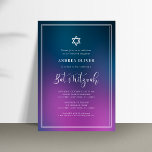 Invitation Purple Blue dégradent & Frame Bat mitzvah<br><div class="desc">Célébrez Bar Mitzvah avec cette invitation moderne et élégante,  avec votre texte personnalisé. Ajoutez facilement vos propres détails en cliquant sur l'option "personnaliser".</div>