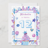 Invitation Purple Blue Dessert Aquarelle Anniversaire Invitat (Devant)