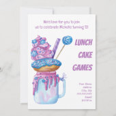 Invitation Purple Blue Dessert Aquarelle Anniversaire Invitat (Dos)