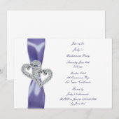 Invitation Purple Blue Diamond Hearts Bachelorette Party (Devant / Derrière)