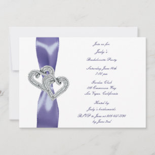 Invitation Purple Blue Diamond Hearts Bachelorette Party