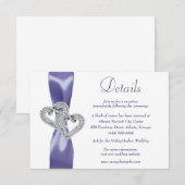 Invitation Purple Blue Diamond Hearts Détails Boîtier (Devant / Derrière)