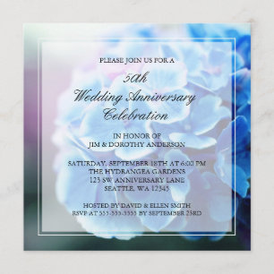 Invitation Purple Blue Hydrangea 50e anniversaire de Mariage