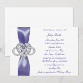 Invitation Purple Blue Infinity Fête des mariées cardiaque (Devant / Derrière)