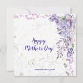 Invitation Purple Blue Iris mignon papillon Fête des mères Br (Dos)