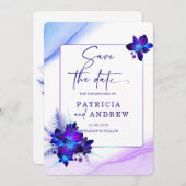 Invitation Purple Blue Orchid Wedding Enregistrer la date Inv (Devant / Derrière)