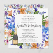 Invitation Purple Blue Rose Floral Brunch & Bubbly Douche (Devant / Derrière)