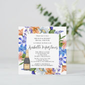 Invitation Purple Blue Rose Floral Brunch & Bubbly Douche (Debout devant)