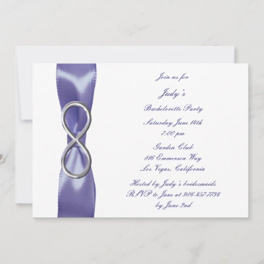 Invitation Purple Blue Silver Infinie Bachelorette Party (Devant)