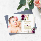 Invitation Purple & Blush Rose Fleurs Photo Girl Dedication