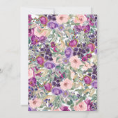 Invitation Purple Blush Rose Floral Feuilles 100e anniversair (Dos)