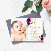 Invitation Purple & Blush Rose Floral Photo Girtening