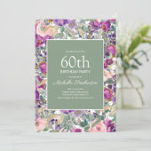 Invitation Purple Blush rose floral Sage Vert 60e anniversair (Debout devant)