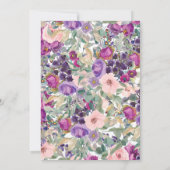 Invitation Purple Blush rose floral Sage vert 80e anniversair (Dos)