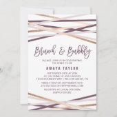 Invitation Purple Blush & Rose Gold Streamers Brunch & Bubbly (Devant)