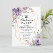 Invitation Purple & Blush Rose Graduation Party Fille Floral (Debout devant)