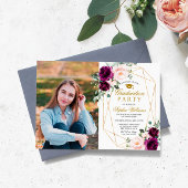 Invitation Purple & Blush Rose Photo Graduation Party