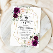 Invitation Purple & Blush rose Rose fête de graduation