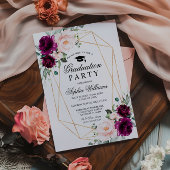Invitation Purple & Blush rose Rose fête de graduation