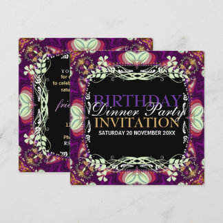 Invitation Purple Bohemian Anniversday Dinner Party Event