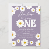 Invitation Purple Boho Daisy Un premier anniversaire de fille (Devant)
