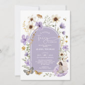 Invitation Purple Boho Fairy Fleur sauvage Baby shower fille (Devant)